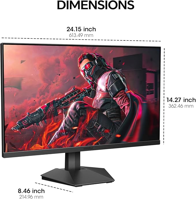 KOORUI Gaming Monitor, 27" 200Hz Fast IPS, FHD HDR400 Display Computer Monitor, 1ms PC Screen, 90% DCI-P3, Adaptive Sync, 75x75 mm VESA Mountable, Tilt Adjustable, HDMI 2.0, DP 1.4