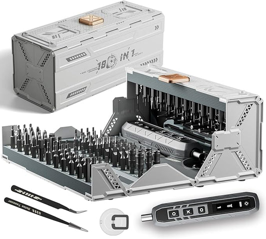 180 in 1 Electric Screwdriver Set, Power Screwdriver, Precision Screwdriver Set, 3 Torque Modes with 162 Magnetic Precision Bits, Screwdriver it for Phone Camera Computer Watch Laptop Drones