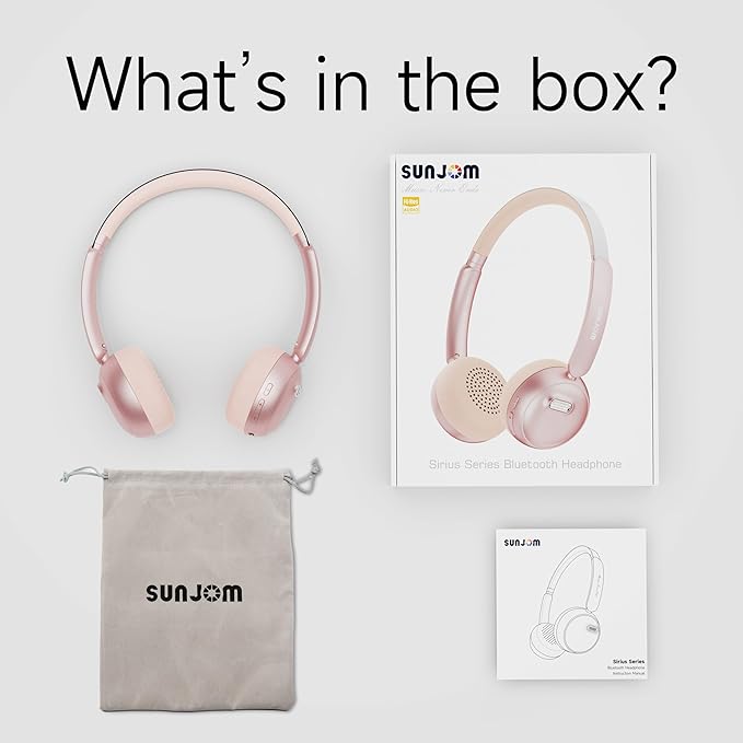 Sirius Wireless Retro Headphones, Bluetooth 5.4, 70H Playtime, ANC/ENC Active Noise Cancelling Reduction On-Ear with Microphone, Throwback 80's/ 90's Design-Pink