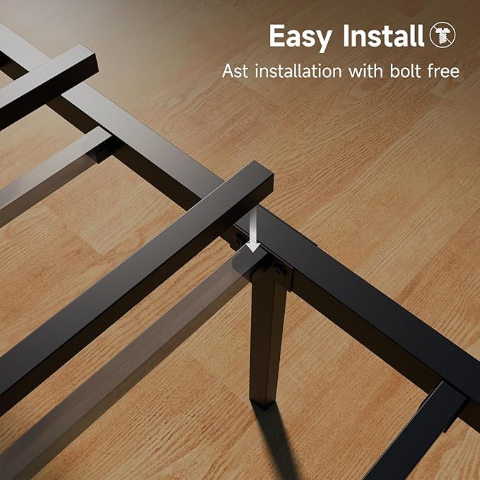 Z-hom Upgraded Twin Bed Frames, Heavy Duty Metal Sturdy Bed Frame Twin Size with Modern Wood Headboard & Footboard, Stable Platform Bed Furniture Bed Storage, No Noise, No Box Springs, Vintage Brown