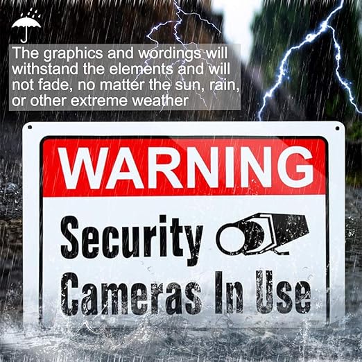 Large Warning Video Surveillance in Use Sign,Security Cameras in use Sign,Large 10x14 Inch Aluminum UV Ink Printed for House and Business (2-Pack)