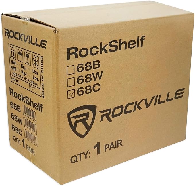 Rockville Pair RockShelf 68C V2 400W Wood 6.5" Bookshelf Speakers, 8 Ohm, Kevlar Woofers, Silk Dome Tweeters, Wall-Mountable, for Home Theater and Music