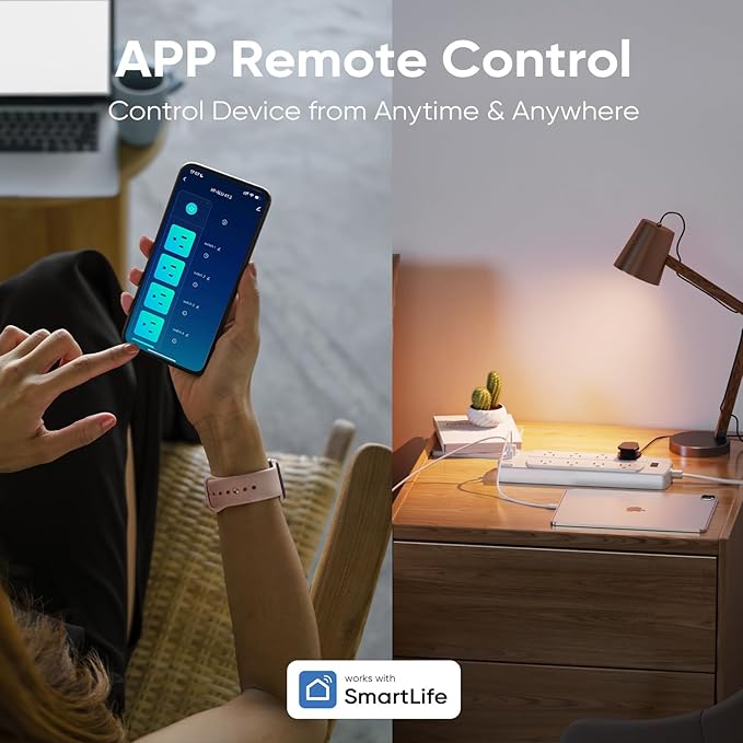 2 Prong Smart Power Strip, 1200J Surge Protector, Yozisital 2 Prong to 3 Prong Outlet Adapter, 5FT Flat Plug Extension Cord with 8 Outlets 4 USB Ports for Home Office