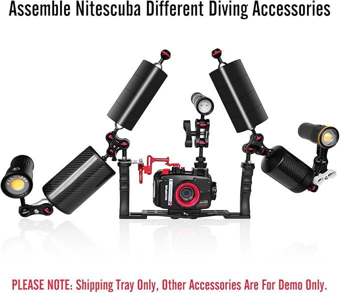 NS10 Underwater Camera Tray extendable Handle Grips Bracket for gopro,pt059,rx100 uw Camera housing Universal Soft Handle with Aluminum and Rubber Material (Black)