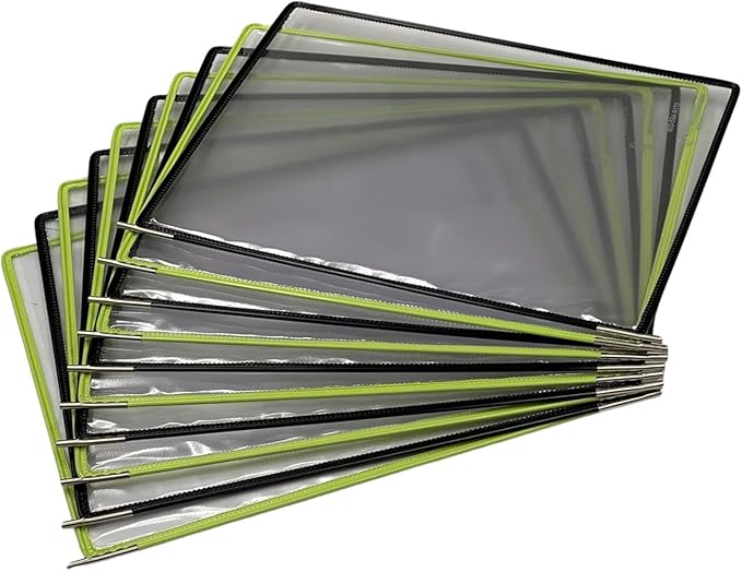 Tarifold Wall Mount Reference System with 10 Double-Sided Green & Black-Framed Display Pockets - 20 Sheet Capacity - Letter-Size (WBL291)