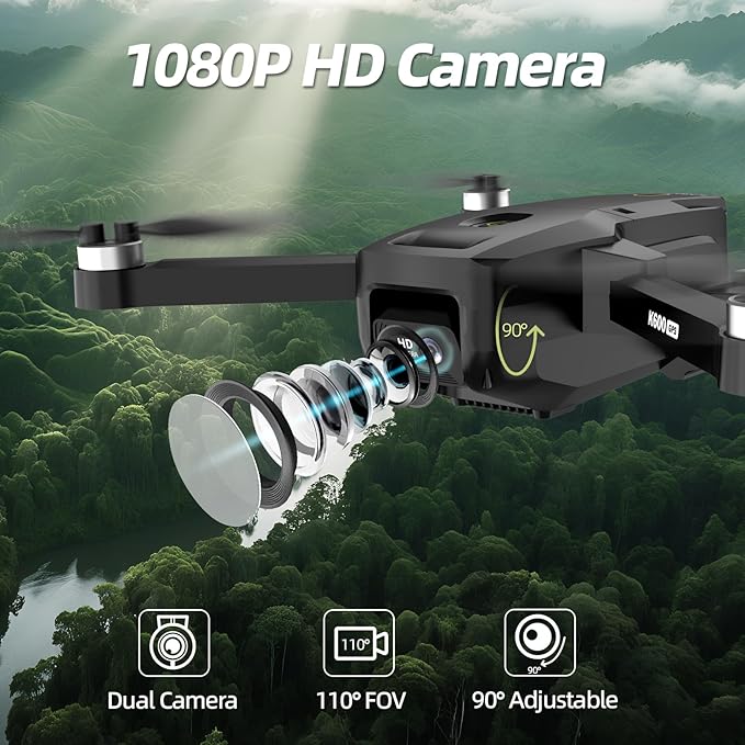 GPS Drone with 1080P Camera, 4.5" FPV Screen, 5GHz Transmission Foldable Drone with Brushless Motor, Auto Return Follow Me & 32G SD Card, Gesture Control, Optical Flow for Adults/Kids/Beginners