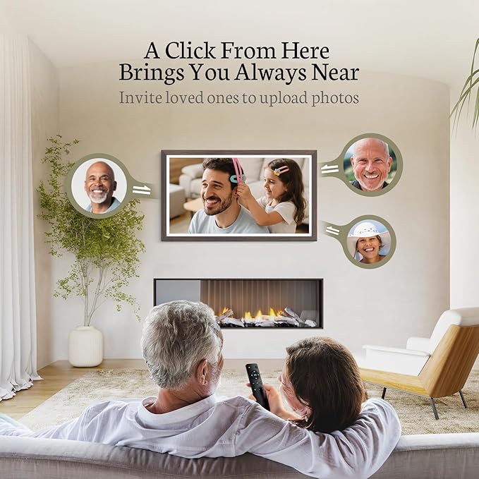 BSIMB Large Digital Picture Frame 24 Inch, 1920x1080 FHD WiFi Digital Photo Frame Electronic 32GB, Wall Mount Included, Share Pictures/Videos via App Easy Setup Gifts for Mom(Non-Touch), Dark Wood