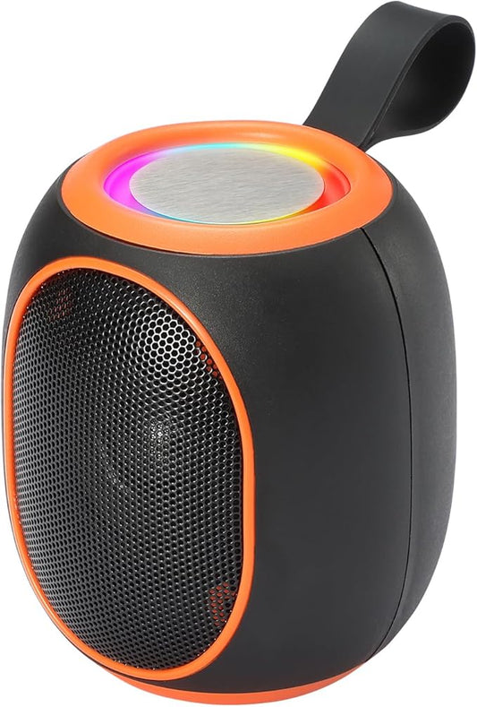 WS-338 Mini Bluetooth Replica Speaker – Portable HD Sound with LED Ring Light, Built-in Microphone, USB/TF Support, Surprise Gift for Music Lovers(Black Orange)