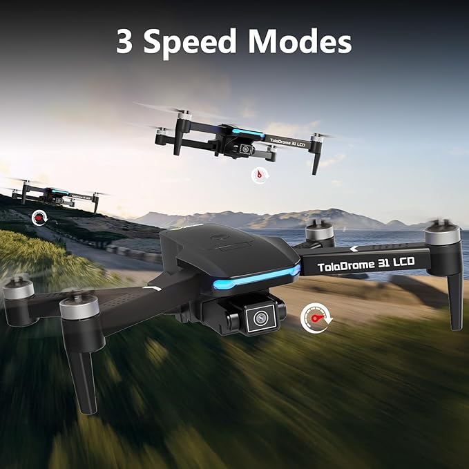 TD31LCD RC Drone with LCD Screen, Foldable Drone for Beginners Digital Image Real-time Transmission, Fine Tuning Function Brushless Motor Drones for Adults
