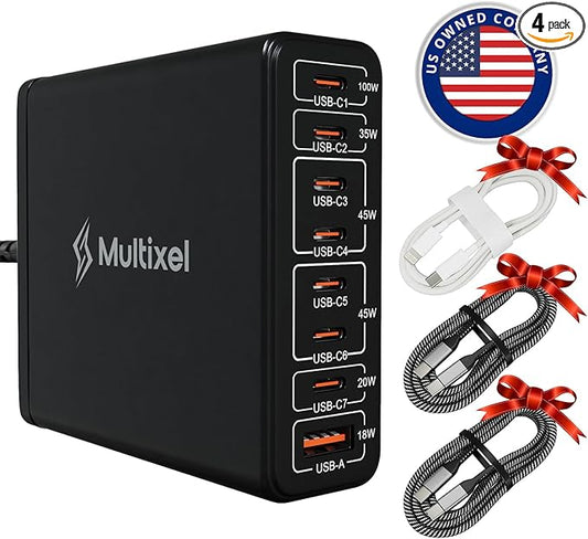 Upgraded 240W 8 Ports GaN Charger, USB Charging Hub, Multi USB C Charger Station, USB-C Charging Hub for MacBook Pro/Air/iPad Pro/iPhone/Samsung Galaxy Note