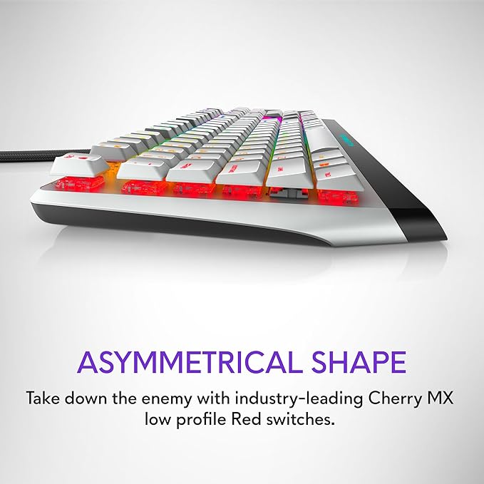 Alienware Low-Profile RGB Gaming Keyboard AW510K Light, Alienfx Per Key RGB Lighting, Media Controls and USB Passthrough, Cherry MX Low Profile Red Switches, Lunar light