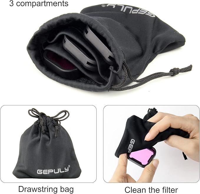 3 Pack Camera Lens Filter Set for GoPro Hero 5/6/7 Black/Hero (2018) Cameras, ND8 Filter Dive Filters(Light Red and Magenta Filter) - Used on Camera Lens Directly