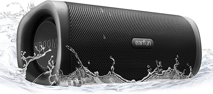 EarFun UBOOM L Bluetooth Speaker, Portable Speaker 28W Loud Stereo Sound, Rich Bass, IP67 Waterproof & Dustproof, Dual Pairing, Built-in Mic, Low Latency, Wireless Speakers for Party, Indoor & Outdoor