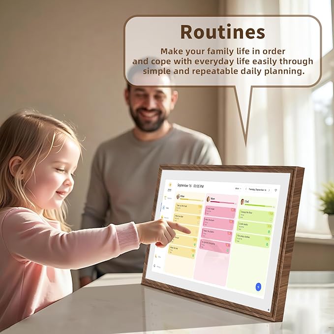 21.5 Inch Digital Calendar Chore Chart with Touchscreen - Full HD Interactive Display, Wall & Desk Mountable Family Planner, To-Do List & Meal Planner, Digital Picture Frame for Sharing Photos via App