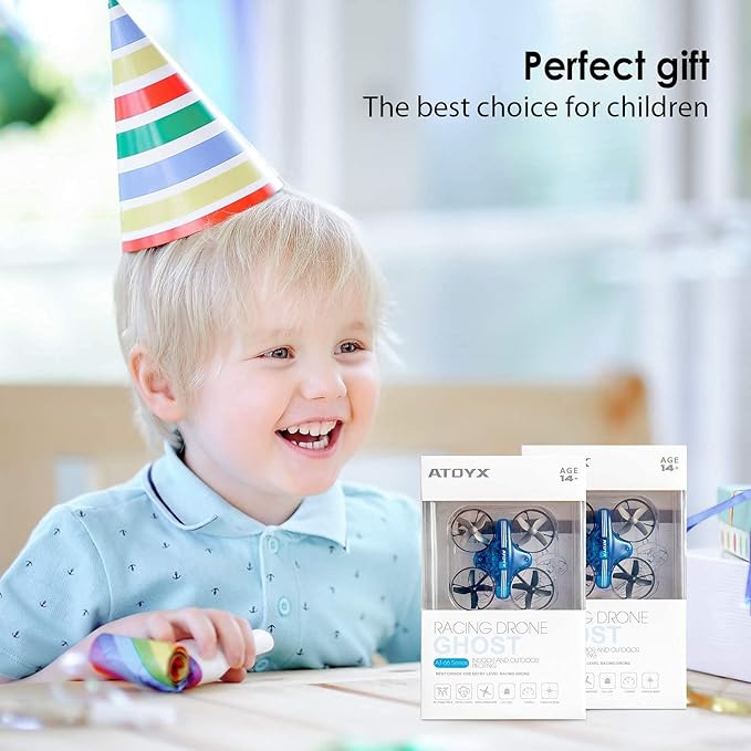 Mini Drone for Kids & Beginners, Indoor Portable Hand Operated/RC Nano Helicopter Quadcopter with Auto Hovering, Headless Mode & Remote Control, Children's Day Gift for Boys and Girls -Blue.4-blade design delivers greater stability and increased thrust.