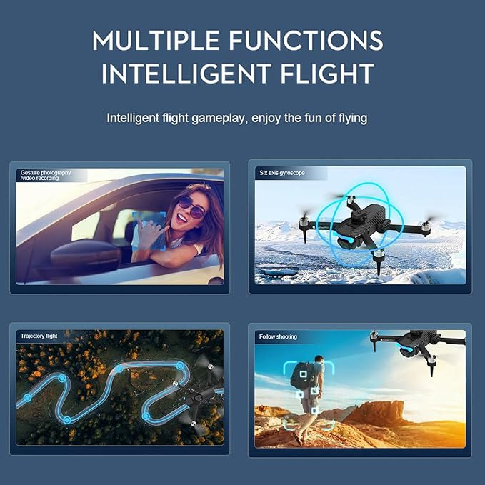 Drone with Camera 8K EIS Anti Shake Camera FPV Drone, RC Quadcopter with Brushless Motor, 50x zoom,360° Obstacle Avoidance, Follow Me, Optical Flow, Headless Mode and 2 Batteries for Adults