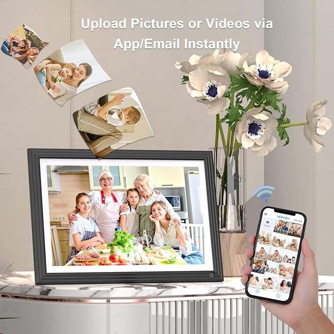 10.1-inch Digital Picture Frame Wi-Fi Digital Photo Frame - Digital Photo Album, 1280 * 800 IPS Touch Screen, 32GB, Auto-Rotate, Wall Mounted, Share Photo Video Via App Email, Warm Gifts for Family