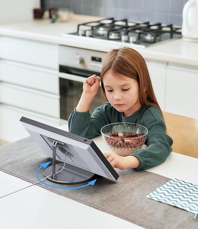 Almoz Swivel and Tilt Stand for Echo Show 15, Aluminum Stand for Show 15.6" Smart Display and Up to 18" iPad/Tablets, with 360 Degree Rotating Base, Viewing Angle Adjustable, No Need Mounting