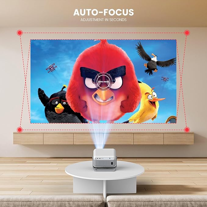 【Netflix-Licensed Projector】Mini Projector with WiFi and Bluetooth, 1080P Full HD Smart Projector, 350ANSI Auto Focus&Keystone, Portable Movie Projector Compatible with TV Stick Smartphone/HDMI/USB