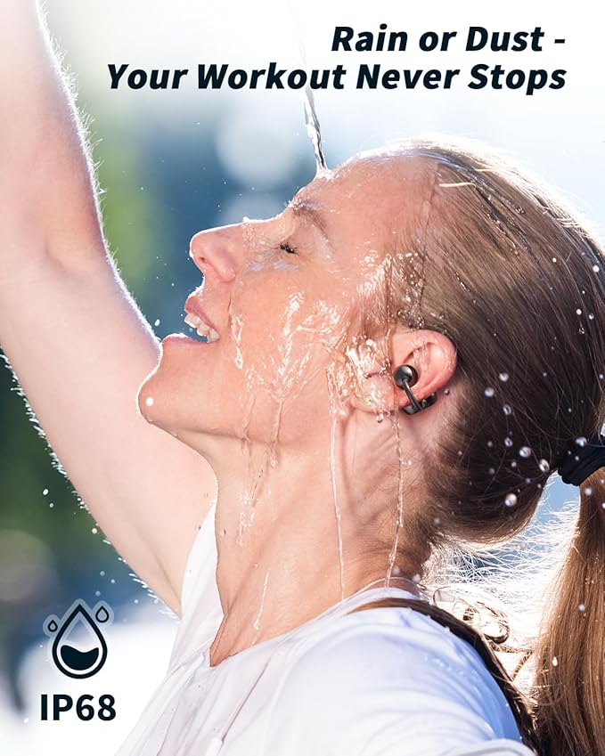 Bone Conduction Headphones, Bluetooth 5.4 Clip On Earbuds, Lightweight 5g Open Ear Headphones, AI Music Generator, IP68 Waterproof Sport Earphones for Workouts and Daily Use