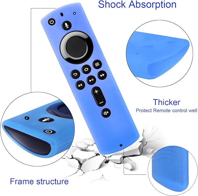 [2 Pack] Firestick Remote Cover Case (Glow in the Dark) Compatible with Fire TV Stick 4K (2018) Alexa Voice Remote Control (Green & Sky Blue)