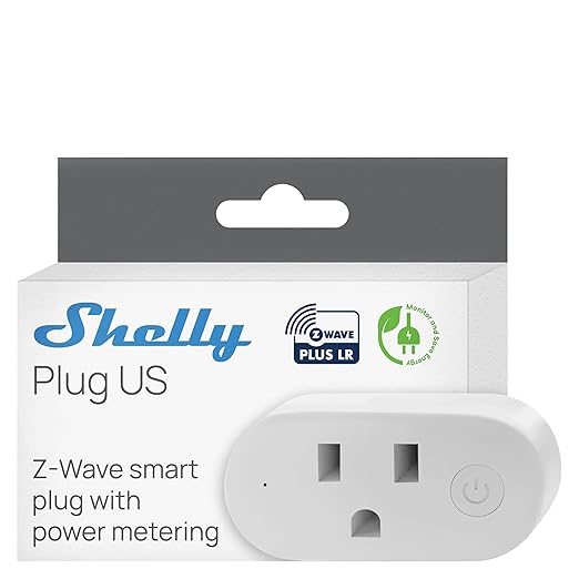 Shelly Wave Plug US LR | Z-Wave Long Range Smart Plug with Power Monitoring 15 A | Home Automation | iOS Android App | Low Power Consumption | Smart Schedules & Scenes | Bulletproof Security