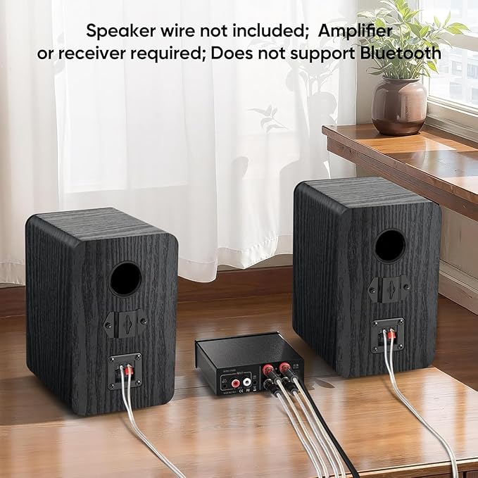 Saiyin Passive Bookshelf Speakers, 2-Way Passive Speakers, 3.5" Woofer & Silk Horn Tweeter, 60Hz Bass for Home/Office/Theater Pair (Needs Amplifier or Receiver to Operate)