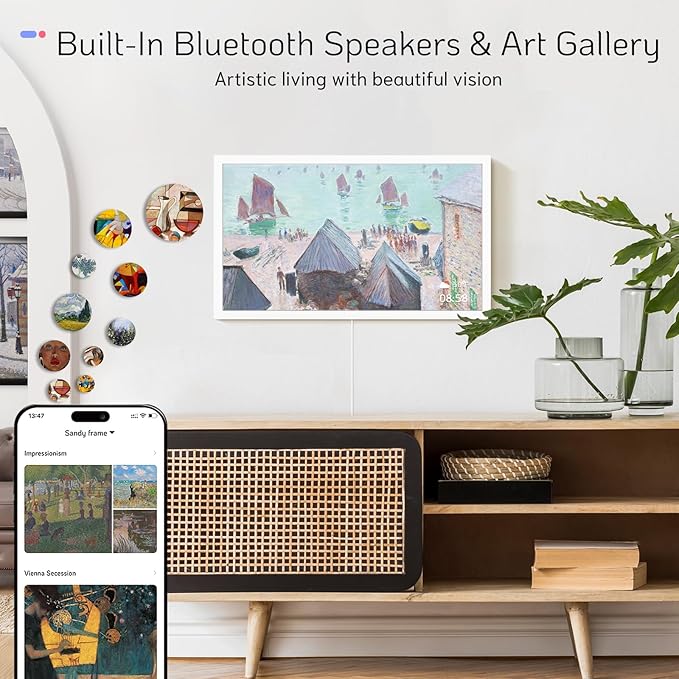 NexFoto 24 Inch Touchscreen Digital Picture Frame Large, FHD WiFi Electronic Photo Frame 64GB, Add Photos from Google Photos, Videos via App/USB, Gifts for WWedding, Newlywed, Housewarming, White