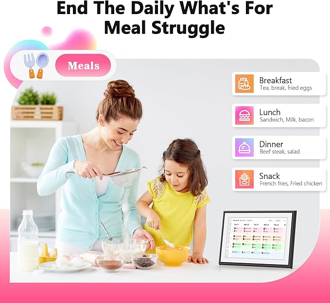 BIGASUO 10.1" Digital Calendar Desktop Touch Screen, Electronic Organizer Planner, Smart Touchscreen Interactive Tablet Display for Monthly, Weekly & Daily Agenda, Family Schedules, To Do List