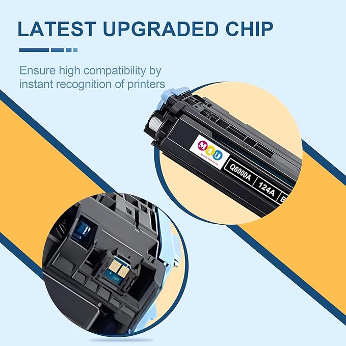 124A Toner Cartridges 4 Pack(with Chip) Remanufactured Compatible for 124A Q6000A Q6001A Q6002A Q6003A 124A Toner use for Color 2600n 1600 2605 1015 1017 Series Printer(Black Cyan Magenta Yellow)