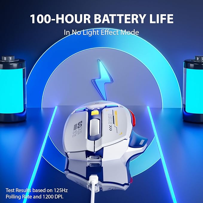 INPHIC IN9 Wireless Gaming Mouse, True Tri-Mode Bluetooth/Type-C Wired/2.4G Wireless Connection, 10000 DPl, Fully Programmable, RGB Backlit, for Laptop PC Mac