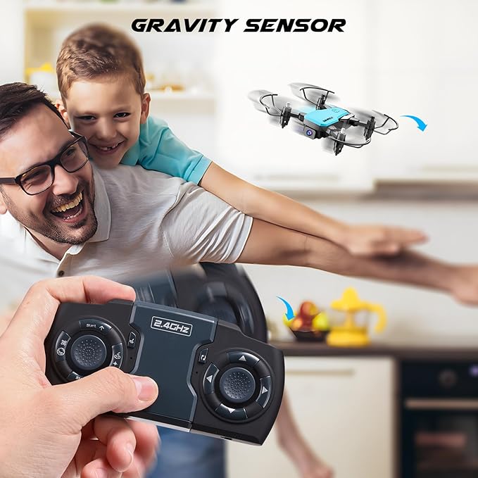 X300C Mini Drone with Camera 720P HD FPV, RC Quadcopter Foldable Drone With Altitude Hold, 3D Flip, Headless Mode, Gravity Control and 2 Batteries, Gifts for Kids, Adults, Beginner (Blue)