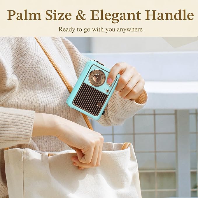 PRUNUS J-999 Retro Bluetooth Speaker,Vintage Decor,Mini Wireless Bluetooth Speaker,Cute Old Fashion Style Support USB/TF Card/AUX for Kitchen Desk Bedroom Office Party Outdoor(Blue)