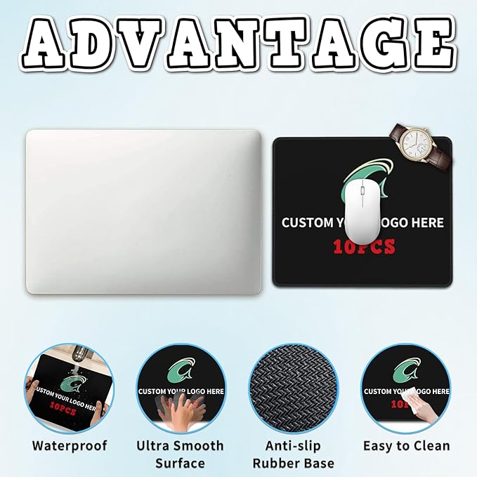 10 Pcs Custom Mouse Pad, Personalized Mouse Pad, Customized Picture Mouse-Pads, Customize Gifts for Him Tech Lovers, 10in*12in