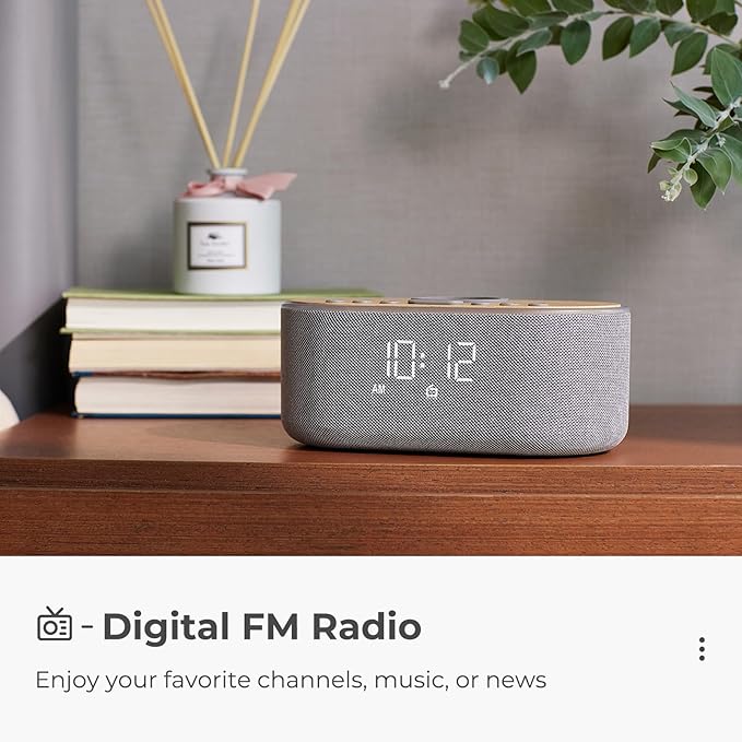 uscce Alarm Clock Bluetooth FM Radio: 10W Stereo Sound Speaker - Fast Wireless Charging for iPhone Samsung - Dimmable Clock Radio for Bedroom