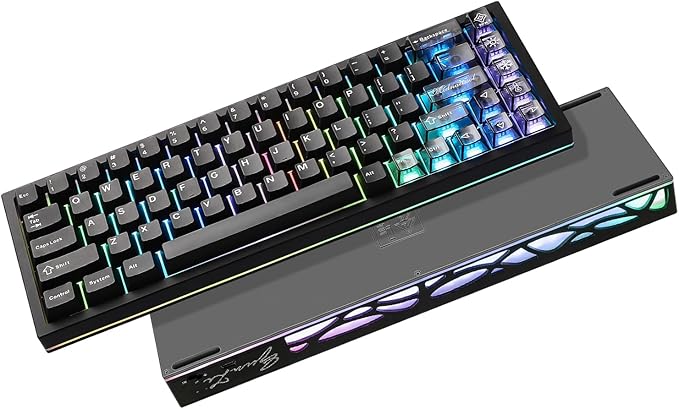 YUNZII AL65 Wireless Mechanical Keyboard, Full Aluminum CNC,Support QMK/VIA Software Gasket Structure,60% Hot Swappable with RGB Backlit BT/2.4G/USB-C for Mac/Windows(Black, Gateron Zero)