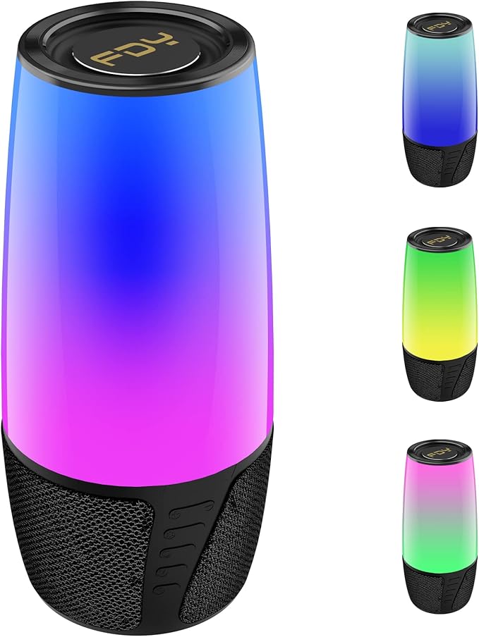 FDY Portable Bluetooth Speaker,9 Color LED Lighting,Wireless Speakers 40W Loud Sound,IPX6 Waterproof,Bluetooth 5.3,360° Stereo Sound Effect for Home/Outdoor/Party/Beach, Birthday Gift(Colorful)