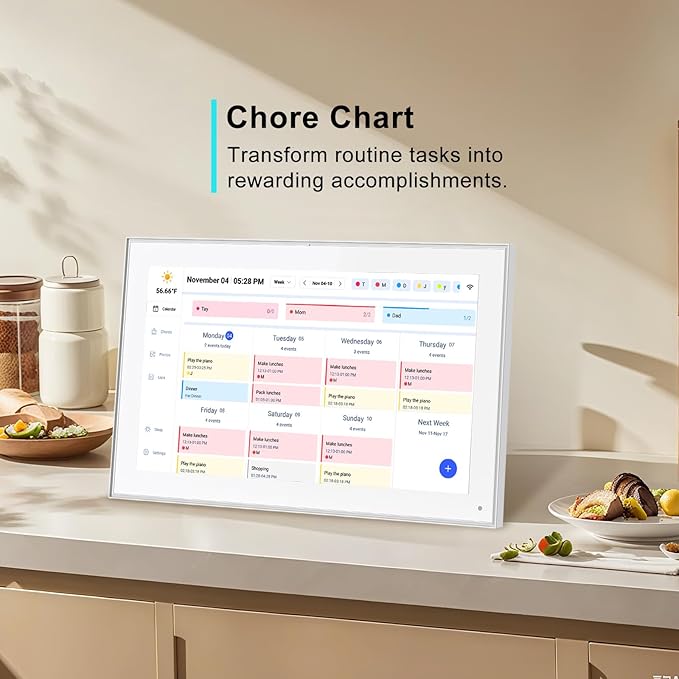 Akimart 15.6 inch Wall Planner Digital Calendar & Chore Chart, Smart Touchscreen Interactive Display for Family Schedules, Hearth Display Digital Calendar, Great for Organizing Your 2025 Year