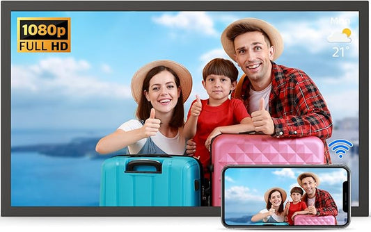 21.5" Digital Picture Frame Large WiFi Photo Frame - 32GB Digital Photo Frame FHD 1080P, Sync Phone, Mirror its Screen on Smart Frame, Share Photo Video via App Email, Gift for Grandparents Friends