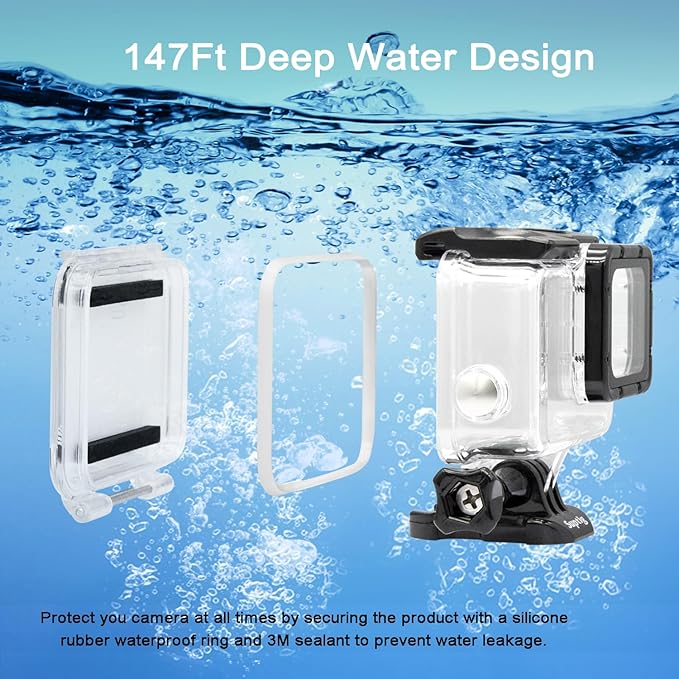 Suptig Waterproof Case, Dive Case for Gopro Hero 7 Black, Hero 6, Hero 5& 2018 Action Camera Waterproof 147ft(45Meters)