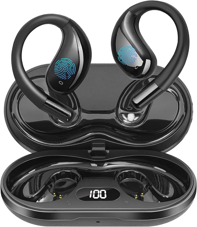 AI Translation Earbuds Real Time, 3-in-1 Translator Earbuds 164 Languages & Accents, Audifonos Traductores Inglés Español,Open Ear Wireless Headphones with Charging Case fit iOS & Android，Black