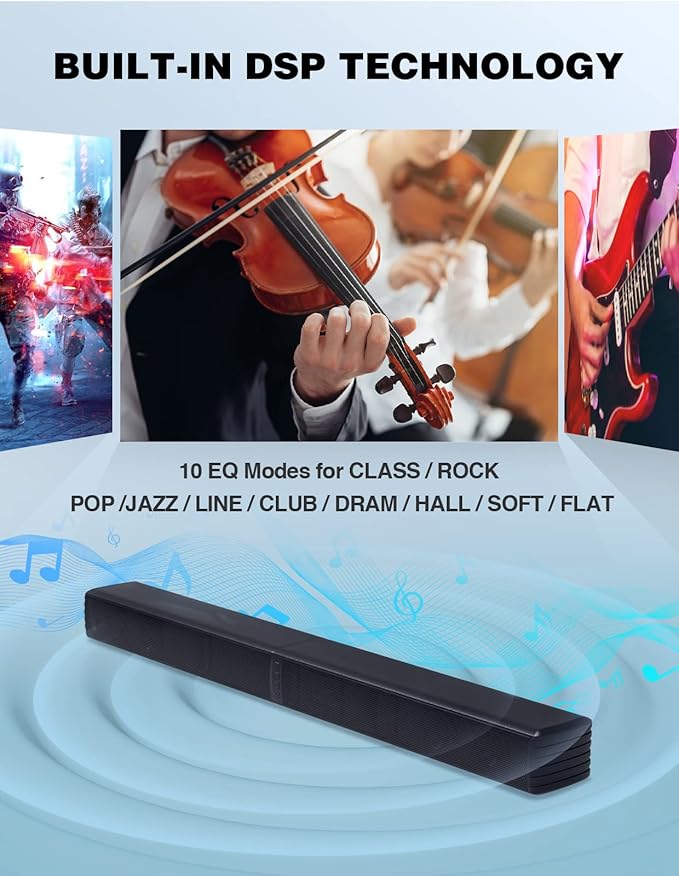 2 in 1 Separable Sound Bar for Smart TV, 2.2 Channel 32Inch Bluetooth 5.0 TV Speaker for Surround Sound System, Built-in Dual Subwoofer, Bass Adjustable, Remote Control Included(Sound Bar)