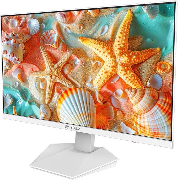 CRUA 27" White Monitor, 2K QHD(2560x1440P) IPS Panel, 120Hz Computer Monitor, Supports AMD Freesync, 120% sRGB, USB Type-C, Built-in Speakers, Wall Mountable(HDMI 2.0/DP 1.4), Best for Work and Gaming