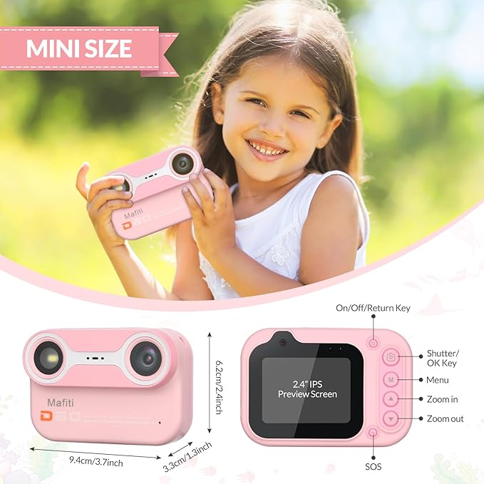 Mafiti Kids Waterproof Camera Underwater Camera 10FT with 32GB Card Floatable Pool Toys for Kids Age 4-12 26MP Photos 1080P HD Videos Children Selfie Digital Camera Pink