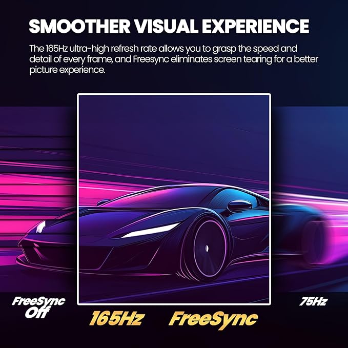 CRUA 34 Inch Curved Gaming Monitor, 21:9 WQHD 3440x1440 165Hz/144Hz 1500R Ultrawide Computer Monitor Support Freesync, PIP/PBP, 120% sRGB, HDMI 2.0 & DP 1.4, Wall Mountable/Tilt Adjustable-Black