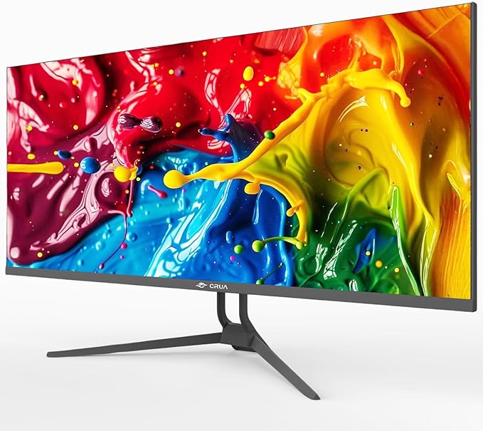 CRUA 34'' Ultrawide Gaming Monitor, 21:9 UWQHD 3440x1440 80Hz IPS Panel Computer Monitors with Built-in Speakers, Supports FreeSync, 120% sRGB, Blue Light Filter, HDMI 2.0 & DP 1.4, Wall-Mountable