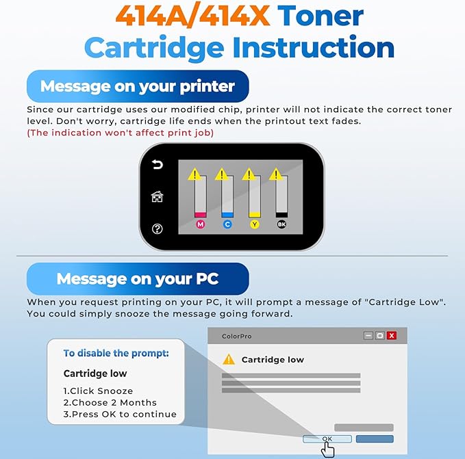 414A Toner Cartridges 4 Pack Color Laser Jet Pro MFP M479fdw M454dw Replacement for HP 414A Toner 414X for HP414X HP414A Works for Color Pro MFP M479fdw M454dw M479fdn M454dn Enterprise M480f M455dn