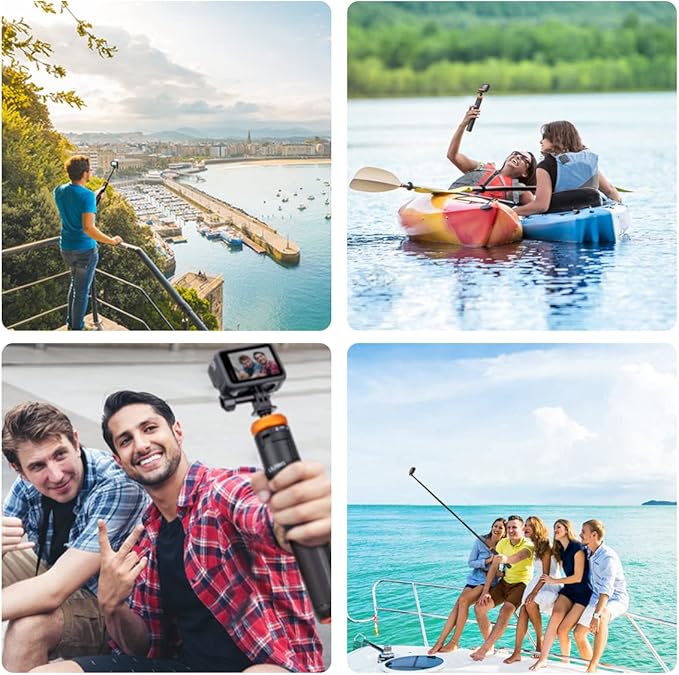 UURig Telescopic Selfie Stick Long with Tripod, Waterproof Hand Grip, for Insta360 GoPro Hero 10 9 8 7 6 5 4 3 2, Fusion, Max, Session, AKASO, SJCAM, DJI OSMO GoPro
