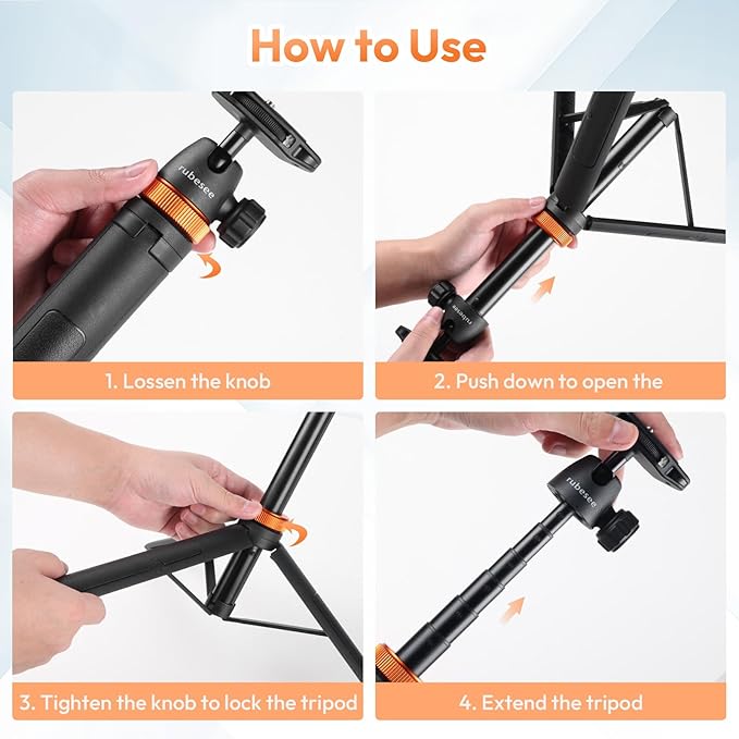 Selfie Stick Tripod for Gopro Camera, 62" Extendable Tripod Stand with 360° Ball Head 1/4" Screw, Portable Lightweight Camera Tripod for GoPro Max Hero 13 12 11 10 9 8 DJI OSMO Action Camera