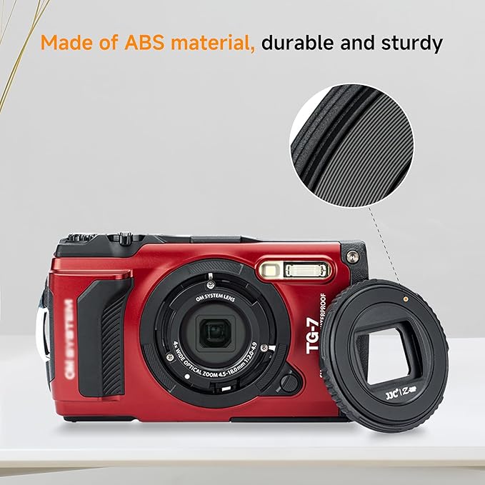 JJC LB-T01 Lens Cap Cover Protector for Olympus TG-7 TG7 TG-6 TG6 TG-5 TG5 TG-4 TG4 TG-3 TG3 TG-2 TG2 TG-1 TG1 Tough Waterproof Cameras, Rotate to Open or Close, Made of ABS Materials